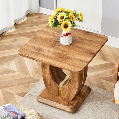 Modern Minimalist Wood Texture Sticker-Patterned MDF Square Coffee Table. Add a Quiet and Cozy Atmosphere to Your Home.Wood Color,MDF Coffee Table,Wood-Colored Textured Decal,Side Table.