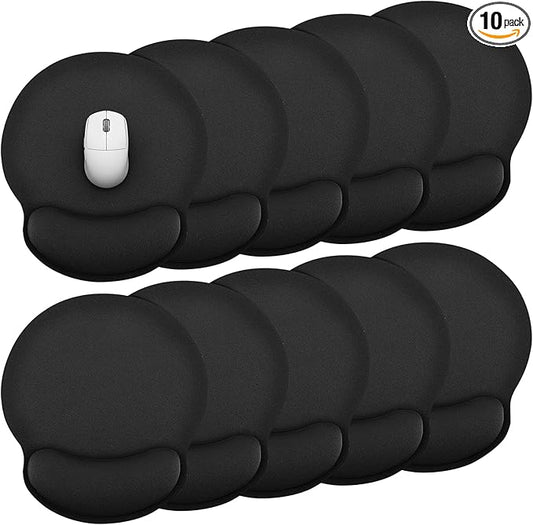 10 Pack Ergonomic Mouse Pad with Wrist Rest Support, Gel Memory Foam Computer Pad for Pain Relief & Comfort, Non-Slip Base for Gaming, Office, Home Use (Black)