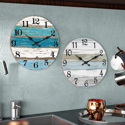 CHYLIN Wall Clock, 18 Inch Beach Wall Clocks Battery Operated, Coastal Ocean Themed Blue Clock Decor for Lake House, Home Clearance, Kitchen, Pool, Bathroom(18")