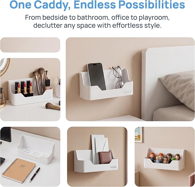 Bedside Shelf Bedroom Dorm Room Rack Organizer Storage -Use as Kid Student Nightstand to Organize Headphone,Remotes,Glass,Cellphones(Type B)