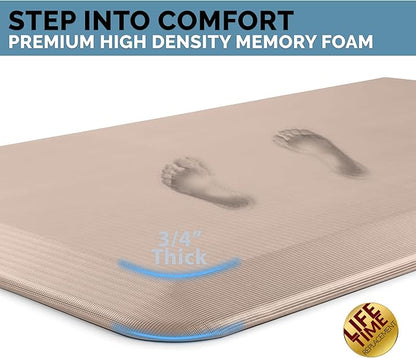 ComfiLife Anti Fatigue Floor Mat – 3/4 Inch Thick Kitchen Mats for Floor, Standing Desk Mat, Kitchen Rug – Comfort at Home, Office – Durable – Stain Resistant – Non-Slip Bottom (24" x 70", Rose Gold)