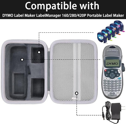 Label Printer Case Compatible with DYMO LetraTag LT-100H/LT-100H Plus Handheld Label Maker(Gray Case)