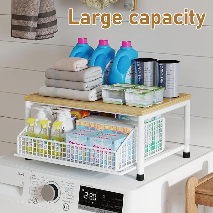 Funecy Coffee Pod Drawer,Coffee Machine Storage Rack,Home Kitchen Counter Coffee Bar Organizer,Storage Basket Drawer (White)