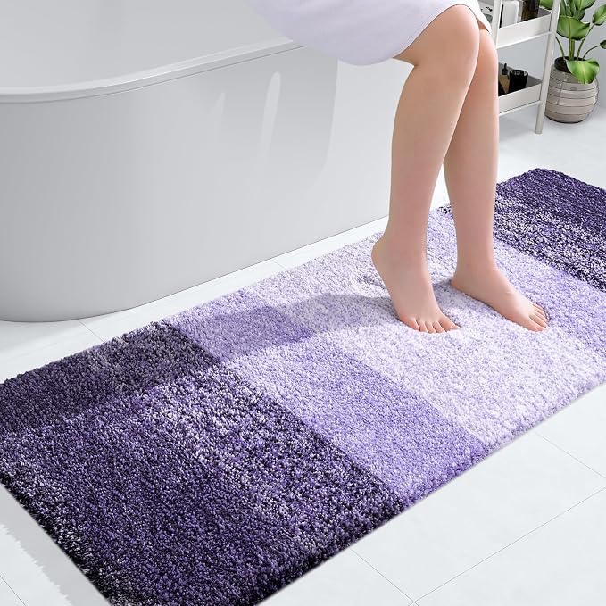 OLANLY Large Bathroom Rugs Mat 40x24, Extra Soft Absorbent Microfiber Bath Rugs, Rubber Backing, Quick Dry, Machine Washable Bath Mat for Bathroom Floor, Tub and Shower, Home Decor Accessories, Violet