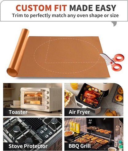 Oven Liners for Bottom of Oven - 4 Pack Large Heavy Duty Oven Mats, 17"x 25" Reusable Matt Liner for Electric, Gas, Toaster Ovens & Grills, BPA & PFOA Free, Kitchen Essentials, Copper