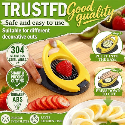 NOVANO Egg Slicer, Stainless Steel Wire Egg Cutter | For Hard Boiled Eggs, Egg Salad Maker, For Avocado, Strawberry, Kiwi Fruit, Kitchen Gadget