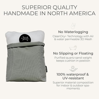 BADESOFA® Luxury Bathtub Pillow L - Large Bath Pillow for Therapeutic Neck and Back Support Quick-Drying - Full Body Bath Tub Cushion - Luxury Spa Cushion in Ivory Pearl