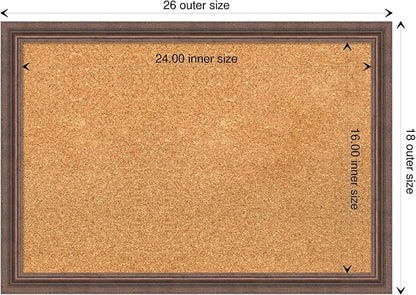 Amanti Art Natural Cork Board for Wall, 18x26 Vision Board with Brown Wood Frame, Medium Corkboard Office Decor for Home Organization, Rustic Farmhouse Corkboard Pinboard to display items for home