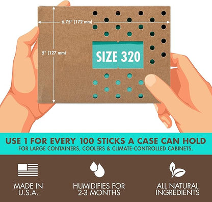 Boveda 72% Two-Way Humidity Control Pack For Large Wood Humidifier Boxes – Size 320 – Single – Moisture Absorber – Humidifier Pack – Individually Wrapped Hydration Packet