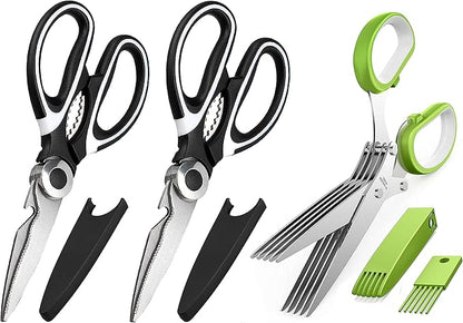 OMDAR Kitchen Scissors 3 Pack - Replacement - Stainless Steel Cooking Shears for Cutting Meat, Food, Fish, Poultry Multipurpose Sharp Sissors for Dishwasher Safe, 8.3 Inch