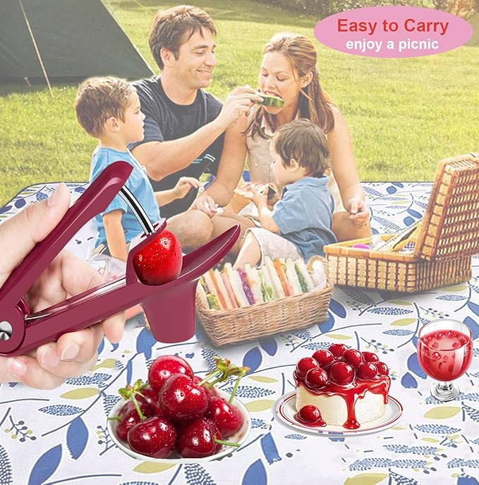 Cherry Pitter Olive Pitter Tool, Cherry Pitter Remover, Fruit Pit Core Remover with Space-Saving Lock Design for Make Fresh Cherry Dishes, Cherry Pie and Jam and Cocktail Cherries