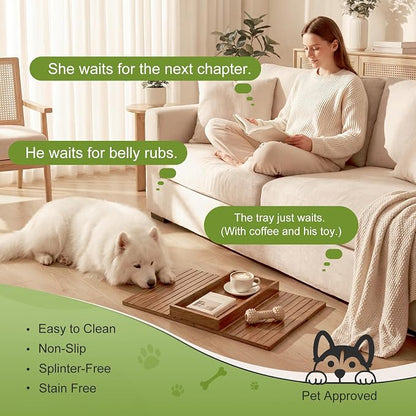 Sofa Arm Tray, Foldable Bamboo Couch Armrest Table with Large 12.5" x 5.8" Storage Compartment, Portable Chair Couch Caddy Arm Tray for Cup TV Snacks Phone