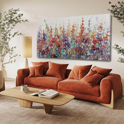 XIANSHOU Floral Wall Art for Living Room/Colorful Decor 24"x 48"/ Blossom Botanical Painting/Wall Decorations for Home Office Bedroom Kitchen Dining Room