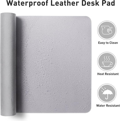Aothia Faux Leather Desk Mat - Non-Slip PU Leather Desk Blotter, Waterproof Writing Surface, Large Desk Pad for Office & Home (Smoky Lavender, 55" x 17")