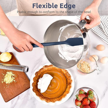 14" Extra Long Silicone Spatula: U-Taste 480ºF Heat Resistant Flexible Baking Mixer Scraper, Large Rubber Mixing Stirring Scraping Seamless Kitchen Turner Utensil for Nonstick Cookware(Midnight Blue)
