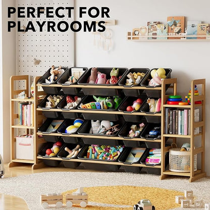SpaceAid Toy Storage Organizer with 6 Shelves and 20 Bins, Toy Organizers Storage Bookshelf, Kids Bin Shelf Toys Box Bookcase for Bedroom Playroom Organization Room Decor, True Black