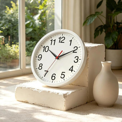 Rohioue Wall Clock Modern 8 Inch Battery Operated Silent Non Ticking Small Analog Clock Decorative for Bedroom Kitchen Bathroom Office Home (White)