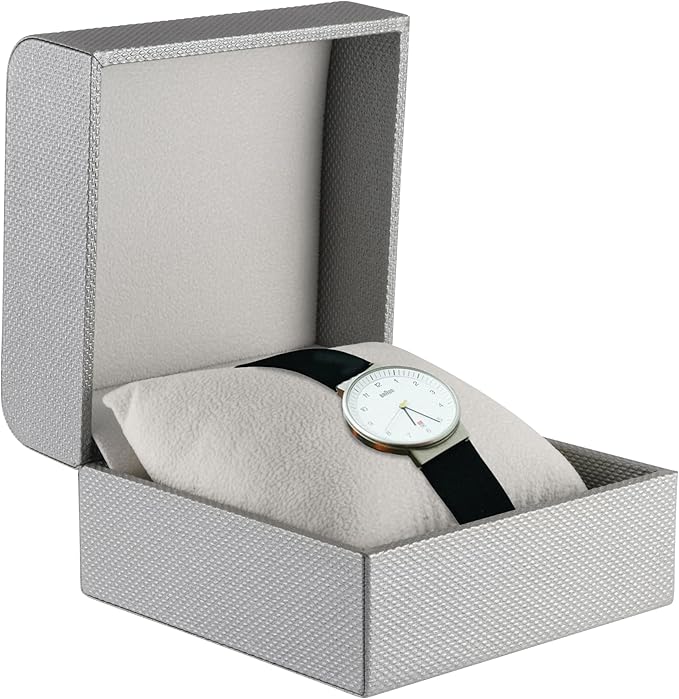 Premium Weave Texture Pillow-Style Watch Box & Bangle Box for Men & Women - Soft Ivory Suede Interior Bracelet/Bangle & Watch Case - Ideal for Watch & Bracelet Jewelry Gift Box Display