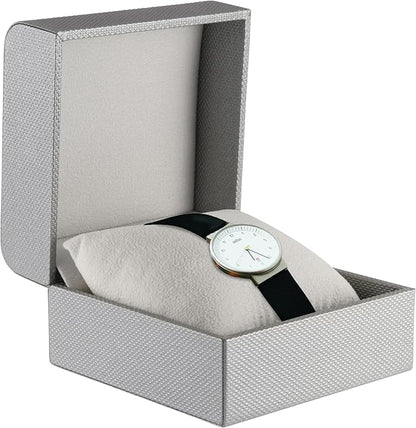 Premium Weave Texture Pillow-Style Watch Box & Bangle Box for Men & Women - Soft Ivory Suede Interior Bracelet/Bangle & Watch Case - Ideal for Watch & Bracelet Jewelry Gift Box Display