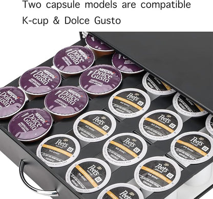 HiveNets Capsule Storage Drawer Coffee Holder Multiple Flavors Pods Organizer 35 Pcs Capacity (Metal)
