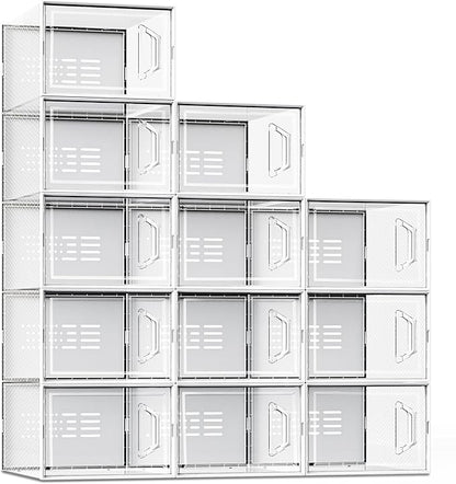 SEE SPRING X-Large Shoe Storage Box Fit Size 11, Clear Plastic Stackable Shoe Organizer for Closet, Space Saving Sneaker Shoe Rack Containers Bins Holders for Entryway, 12 Pack Clear
