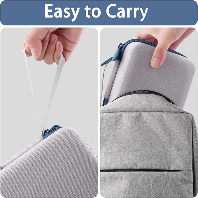 Label Printer Case Compatible with Brother PT-M95 P-Touch Monochrome Label Maker and Label Tapes(Gray Case,Blue Zipper)