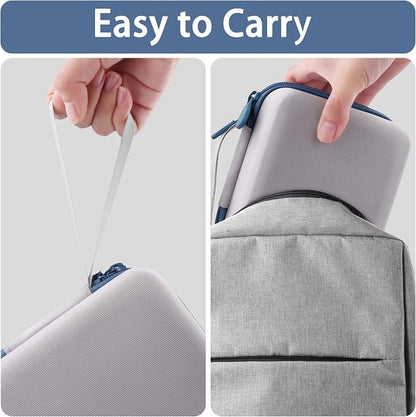 Label Printer Case Compatible with Brother PT-M95 P-Touch Monochrome Label Maker and Label Tapes(Gray Case,Blue Zipper)