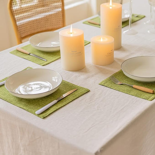 Home Brilliant Green Placemat Set of 6 Washable Place Mats Placemats Heat Resistant Table Mats for Wooden Table Dinner Spring Decor, Lime Green