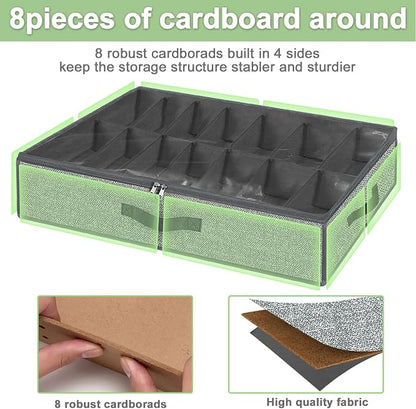 homyfort 28 Pairs Shoe Organizer Under Bed, Underbed Shoe Storage Boxes Bins, Organizador De Zapatos, Extra Large Zapateras Organizer, Grey, Set of 2