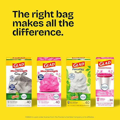 Glad ForceFlex Tall Kitchen Trash Bags, 13 Gallon, Fresh Clean, 80 Count (Package May Vary)