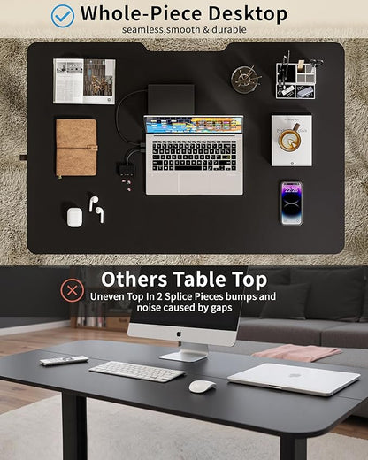 Okin Electric Standing Desk, 40 x 24 Inches Whole Piece Height Adjustable Desk, Black Sit to Stand Desks Computer Workstation with Wheels for Home Office