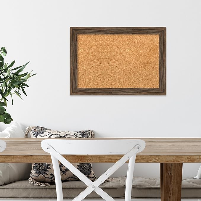 Amanti Art Natural Cork Board for Wall, 15x21 Vision Board with Brown Wood Frame, Small Corkboard Office Decor for Home Organization, Country Rustic Corkboard Pinboard to Display Items for Home