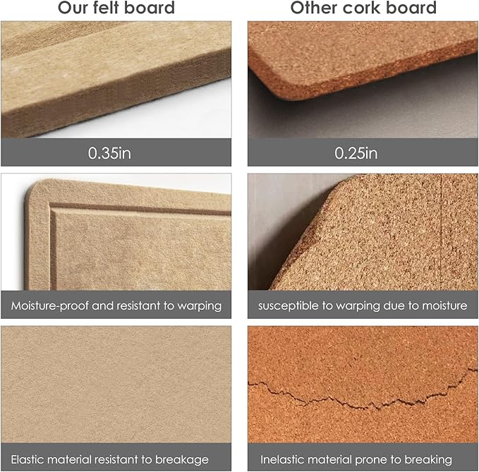 Bulletin Board, 24 x 18 inches Decorative Felt Pin Board, Cork Board Alternative for Wall, Foldable Photo Board with 20 Pushpins - Desert Brown