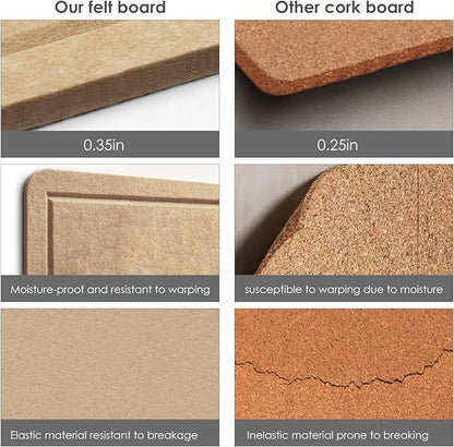 Bulletin Board, 24 x 18 inches Decorative Felt Pin Board, Cork Board Alternative for Wall, Foldable Photo Board with 20 Pushpins - Desert Brown