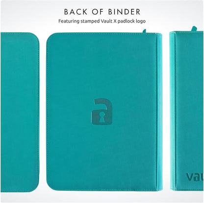 Vault X 4 Pocket Zip Binder, 160 Cards, Exo-Tec Material, 20 Side-Loading Pages (Teal)