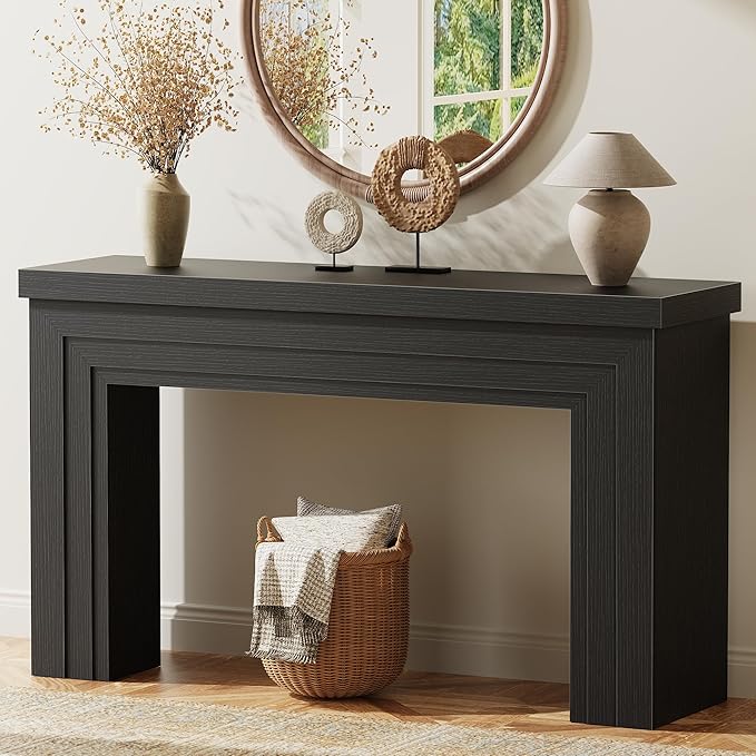 Huuger 54 Inch Entryway Table, Retangular Console Table with Storage, Farmhouse Sofa Table Behind The Couch, Long for Entrance, Hallway, Foyer, Living Room, Black