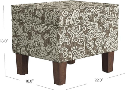 Spatial Order Home Decor | Dinah Collection Modern Storage Ottoman | Ottoman with Storage for Living Room & Bedroom(Brown Jacobean Print)