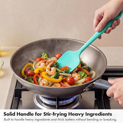 Ironberry Silicone Spoonula Set: 600ºF Heat Resistant Food Grade Cooking Baking Utensils, Kitchen Flexible Nonstick Rubber Pan Spoon Spatula for Mixing, Scrambling, Scooping (3 Pieces, Multicolor 4)