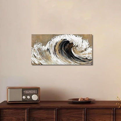 Belmrxne Coastal Wall Decor White and Gold Wall Art Personalized Artwork Poster Aesthetic Canvas Painting for Living Room Dining Room Kitchen Bedroom 12x24 Inches