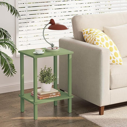 TUTOTAK End Table, Set of 2, Side Table, Nightstand, 2-Tier Storage Shelf, Sofa Table for Small Space, Living Room, Bed Room, Olive Green TB01BOG035