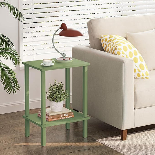 TUTOTAK End Table, Side Table, Nightstand, 2-Tier Storage Shelf, Sofa Side Table for Small Space, Living Room, Bed Room Olive Green TB01BOG034