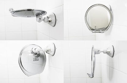 JiBen Fogless Shower Mirror with Power Locking Suction Cup, Built-in Razor Hook and 360 Degree Rotating Adjustable Arm, Personal Fog Free Bathroom Shaving Mirror (Chrome)