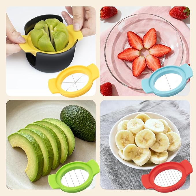 Egg Slicer, 4-in-1 Stainless Wire Egg Slicer for ard Boiled Eggs, Soft Fruit & More – Effortless Egg Cutter for Salads, Sandwiches, Charcuterie Boards – (Perfect for Strawberries, Bananas, Grapes)