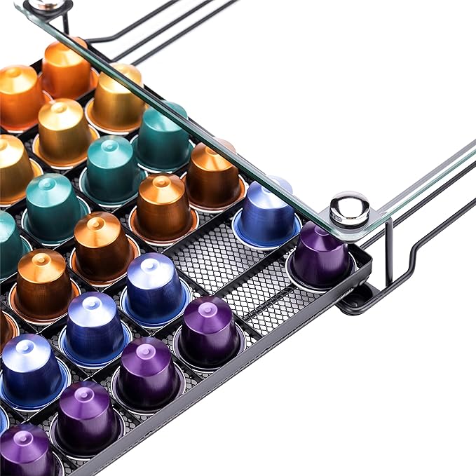Coffee Pod Storage Holder Capsules Originaline Drawer Organizer, Crystal Tempered Glass (60 pods)
