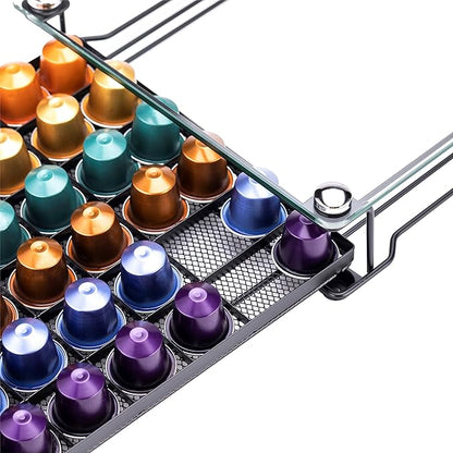 Coffee Pod Storage Holder Capsules Originaline Drawer Organizer, Crystal Tempered Glass (60 pods)