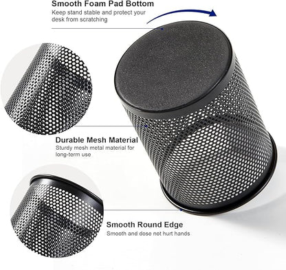 Comix Pen Holder Desk Organizer, Wire Mesh Pencil Cup with Foam Pad and Non-Slip Bottom Office Supplies Desk Accessories for Home Office School, 1 Pack