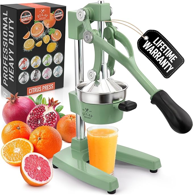 Zulay Kitchen Cast Iron Juicer - Heavy Duty Manual Juicer with Detachable Strainers for Easy Cleaning, Orange Juice Press for Citrus Fruits, Perfect for Bartenders, Juice Lovers & Health Enthusiasts