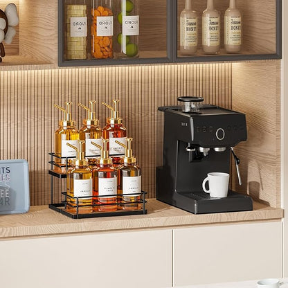 THYGIFTREE Coffee Syrup Rack Organizer 6 Bottle Syrup Holder Stand, 2-Tier Bottle Rack Storage Shelf for Kitchen Coffee Bar Station, Tabletop Bottle Display