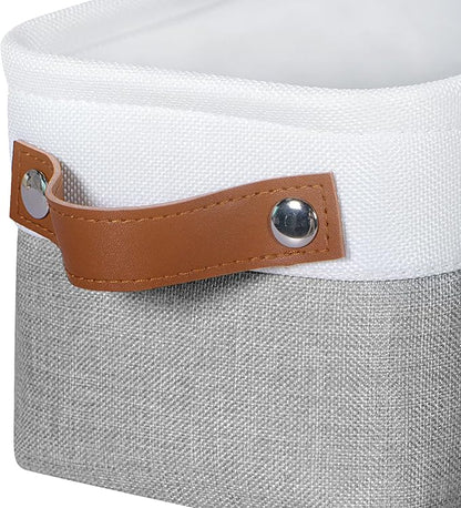Kntiwiwo Small Fabric Storage Bins, 15x6x5 inch Narrow Storage Baskets 4-Pack Long Storage Basket for Organizing with Handles, Decorative Basket for Closets, Shelves, Toilet Paper, Grey