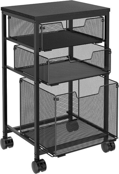 Sbanmao Rolling Storage Cart with 1L+2S Drawers, Mobile File Cabinet, Hanging File Folder Organizer, Printer Stand Utility Cart Filing Cabinet, Craft Art Organizer Cart for Classroom, Office, Home